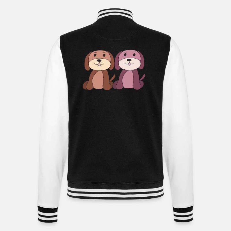 zwei hunde junge mädchen - College-Sweatjacke - Schwarz/Weiß