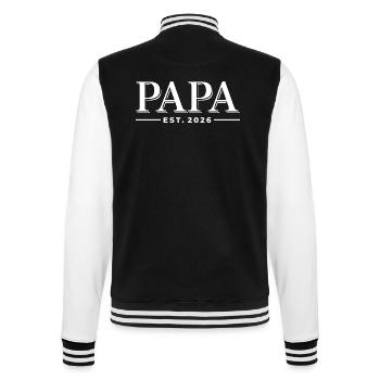 Papa Est. 2026 | Father | Father's Day Gift - College Sweat Jacket - black/white - Back - Marisol (170cm)