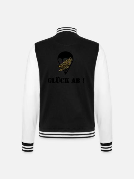 Glück ab Fallschirmjäger - College-Sweatjacke - Schwarz/Weiß