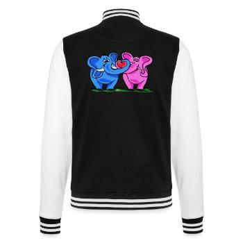 2 Lustige süße verliebte Elefanten im Comic Stil - College-Sweatjacke - Schwarz/Weiß - Hinten - Marisol (170cm)