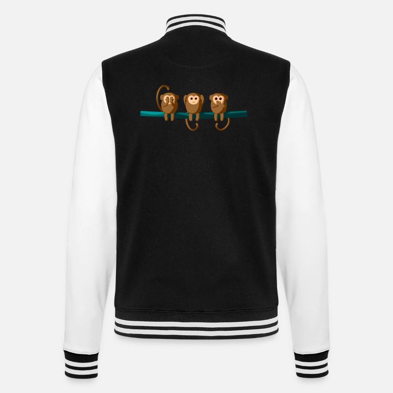 See Hear Speak Monkeys monkeys - College Sweat Jacket - black/white