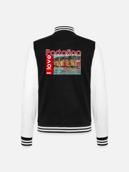 I love Portofino. Italy. - College-Sweatjacke - Schwarz/Weiß