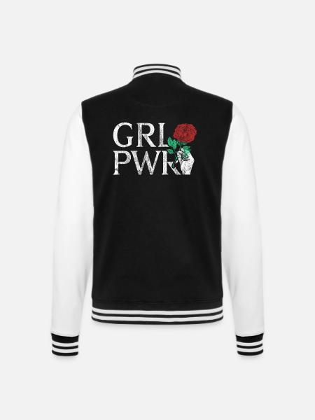 GRL PWR Girl Power Geschenk Frau Freundin Partner - College-Sweatjacke - Schwarz/Weiß