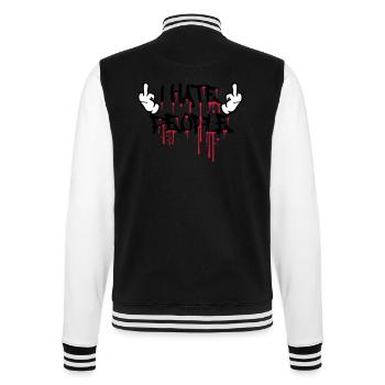 cool i hate people text graffiti spray drops blu - College Sweat Jacket - black/white - Back - Marisol (170cm)
