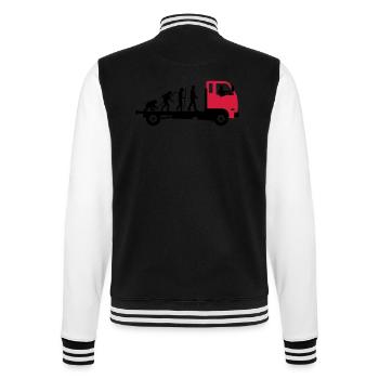 evolution_of_man_trucker_112013_a_2c - College Sweat Jacket - black/white - Back - Marisol (170cm)