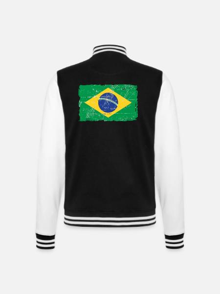 Brazil Vintage Flag - College-Sweatjacke - Schwarz/Weiß