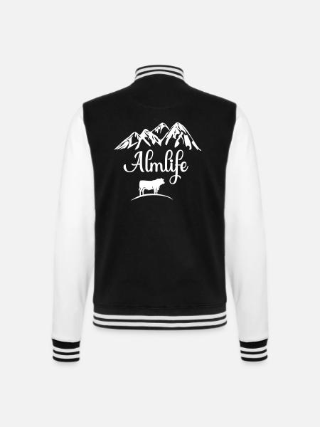Alm Kuh Berge Berg Tirol Schweiz Bayern Alb Allgäu - College-Sweatjacke - Schwarz/Weiß