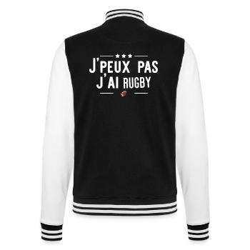 j'ai rugby cadeau - Veste Teddy - noir/blanc - Dos - Marisol (170cm)
