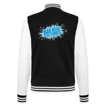bad decisions great stories - College Sweat Jacket - black/white - Back - Marisol (170cm)