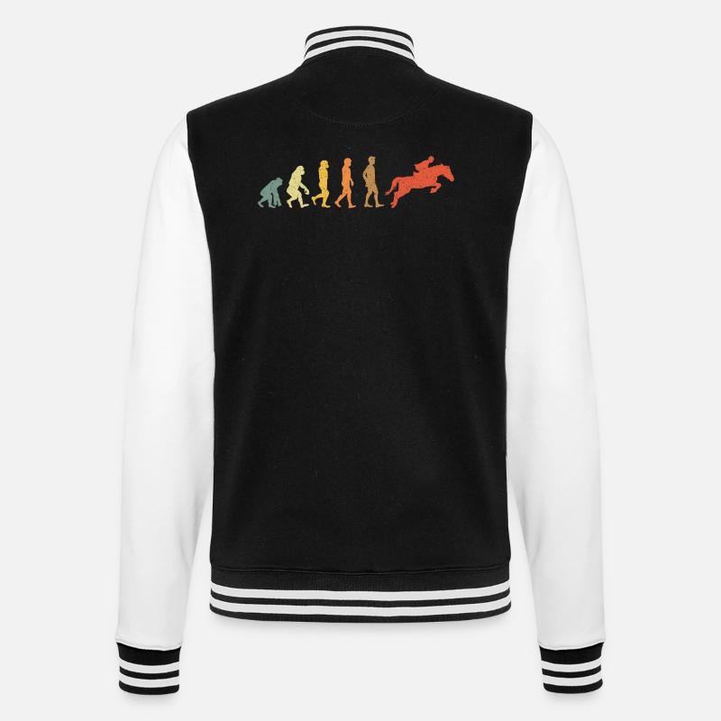 Pferd Reiten Evolution Vintge Retro - College-Sweatjacke - Schwarz/Weiß