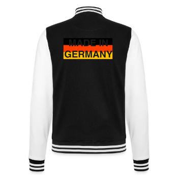 Cooles „Made in Germany“ Design für sie und ihn - College-Sweatjacke - Schwarz/Weiß - Hinten - Marisol (170cm)