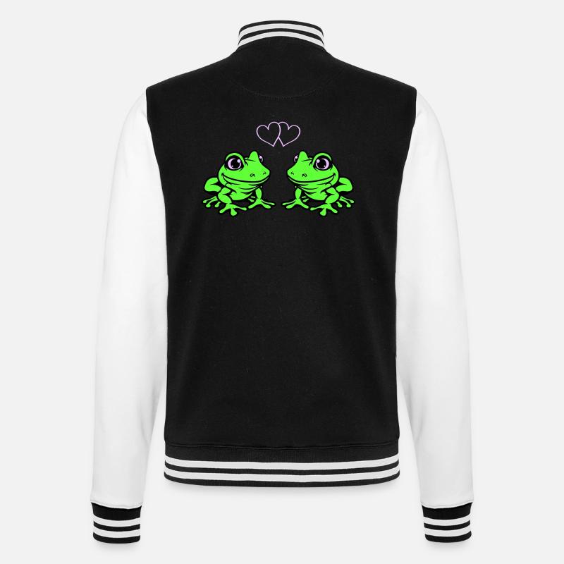 grenouille bande dessinée amour - Veste Teddy - noir/blanc