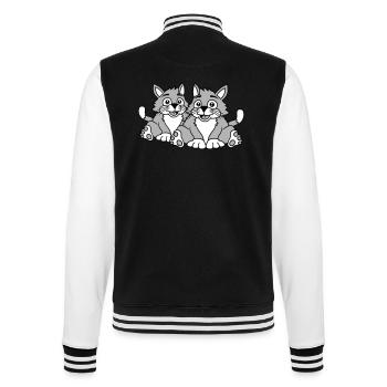 Deux chats heureux 2 amis Couple Équipe Couple - Veste Teddy - noir/blanc - Dos - Marisol (170cm)