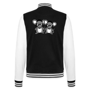 2 Mäuse Sonnenbrille Kopfhörer Party Musik hören - College-Sweatjacke - Schwarz/Weiß - Hinten - Marisol (170cm)