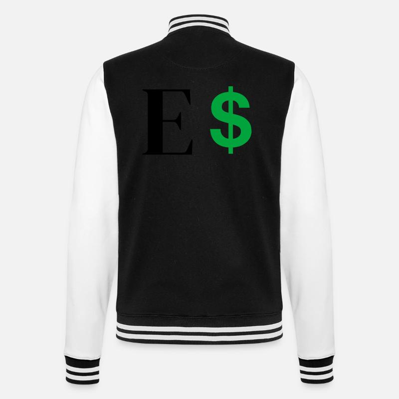 Buchstabe E Dollar - College-Sweatjacke - Schwarz/Weiß