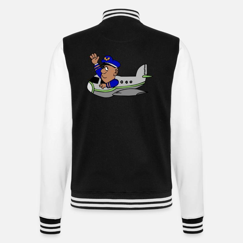 Flugzeug mit Pilot - College-Sweatjacke - Schwarz/Weiß