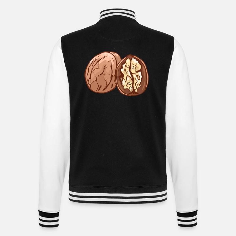 Real walnut nuts nut walnutwalnuts - College Sweat Jacket - black/white