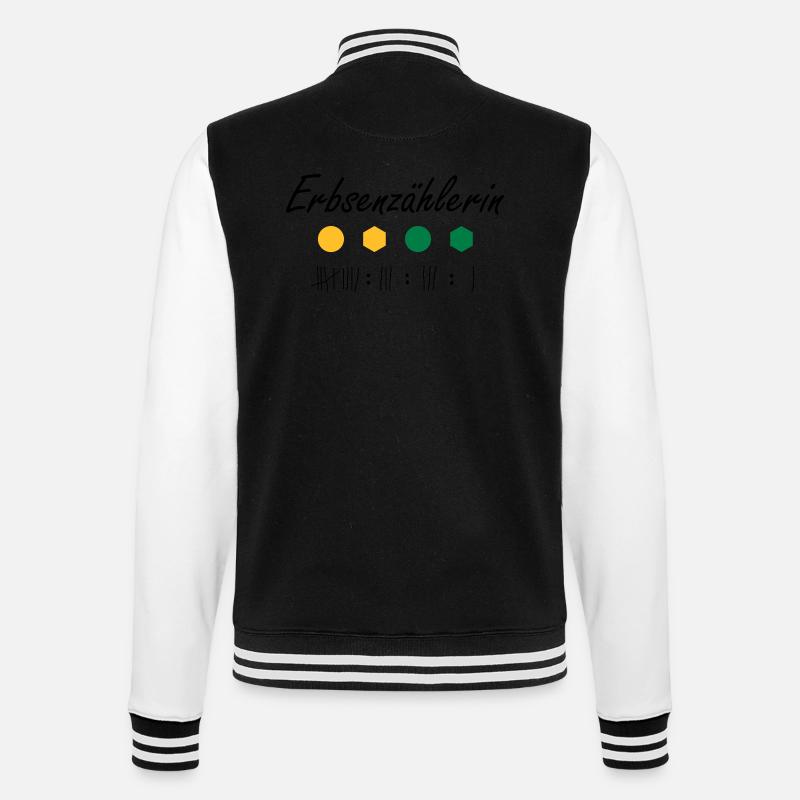 Erbsenzählerin - College-Sweatjacke - Schwarz/Weiß