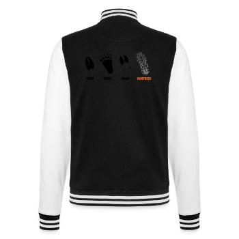 Deer, bear, wild boar, huntress, foot seal - College Sweat Jacket - black/white - Back - Marisol (170cm)