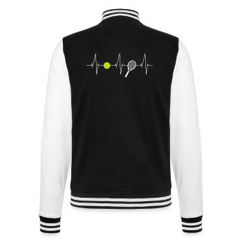 Tennis heartbeat with tennis ball & tennis racket - College Sweat Jacket - black/white - Back - Marisol (170cm)