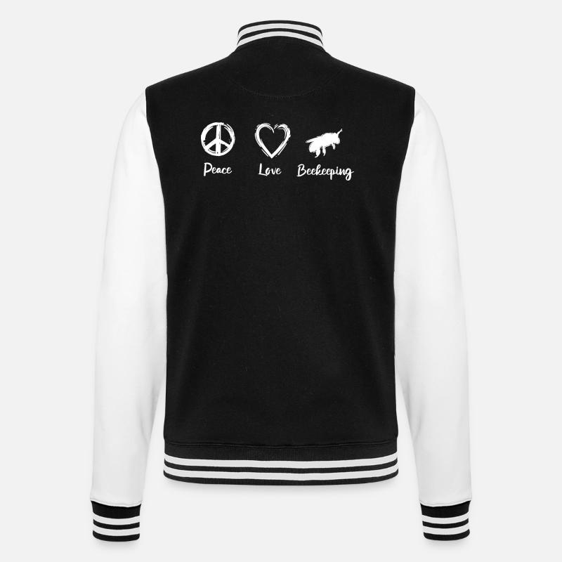 Peace Love Beekeeping - College-Sweatjacke - Schwarz/Weiß
