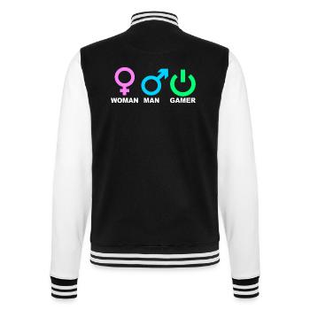 Mann Frau Gamer Gaming - College-Sweatjacke - Schwarz/Weiß - Hinten - Marisol (170cm)