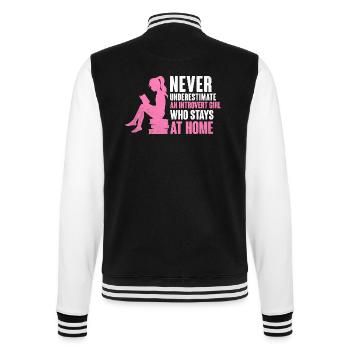 Ne sous-estimez jamais les dictons d’une fille introvertie pour - Veste Teddy - noir/blanc - Dos - Marisol (170cm)
