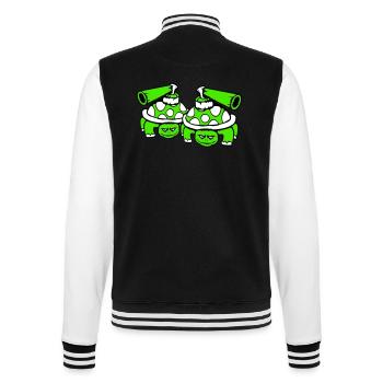 2 Schildkröten Panzer Waffe schießen Krieg Angriff - College-Sweatjacke - Schwarz/Weiß - Hinten - Marisol (170cm)