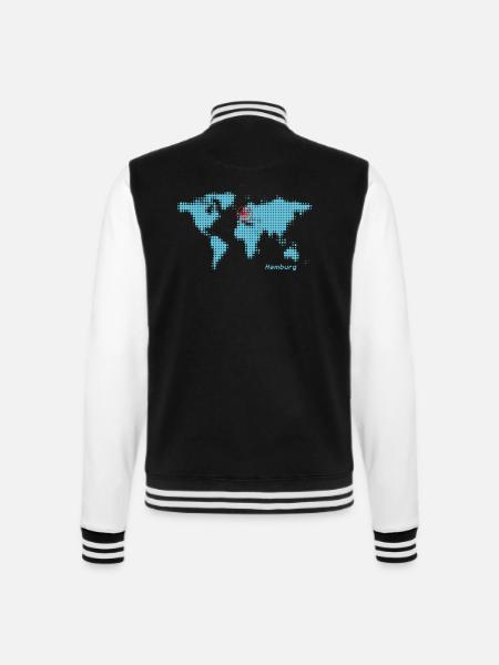 hamburg weltkarte - College-Sweatjacke - Schwarz/Weiß