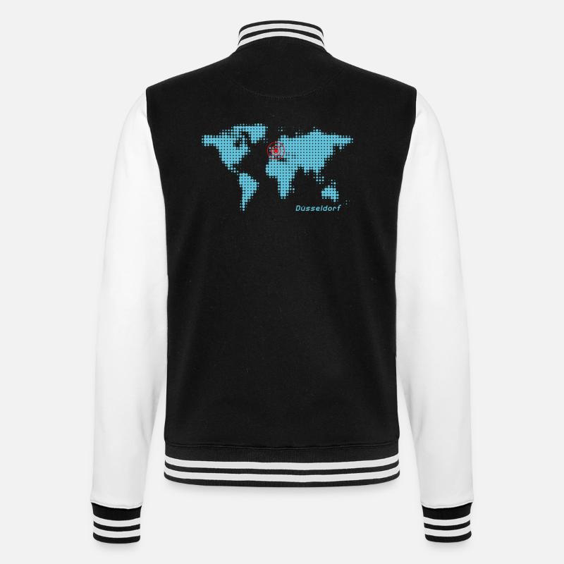 Dusseldorf world map - College Sweat Jacket - black/white