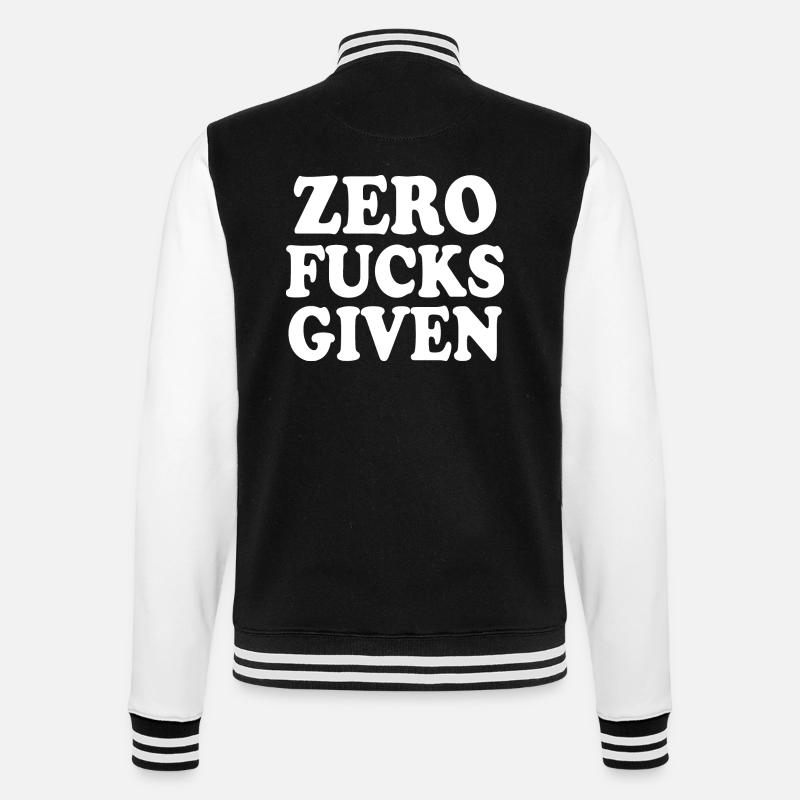 Zero fucks given - College-Sweatjacke - Schwarz/Weiß