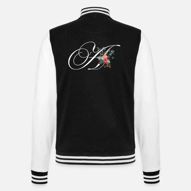 Lettre a fleuris - Veste Teddy - noir/blanc