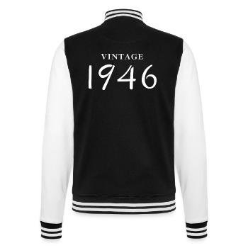 Vintage 1946 - Birthday Gift Idea - College Sweat Jacket - black/white - Back - Marisol (170cm)