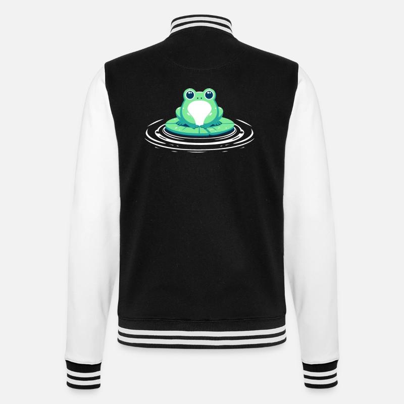 Frog on lily pad - College Sweat Jacket - black/white