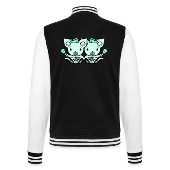 2 Schnuller Katzen Zwei Baby Geschwister Zwillinge - College-Sweatjacke - Schwarz/Weiß - Hinten - Marisol (170cm)
