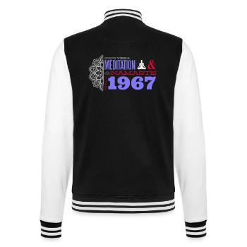 Timeless Vibes Since 1967 - 58 Years Young - College Sweat Jacket - black/white - Back - Marisol (170cm)