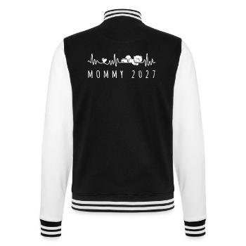 Future Mommy 2027 Heartbeat Pregnancy Announcement - College-Sweatjacke - Schwarz/Weiß - Hinten - Marisol (170cm)