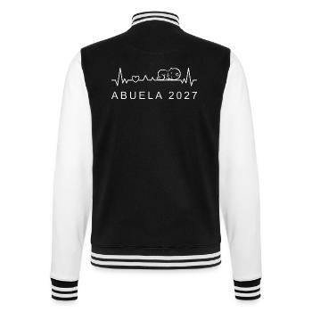 Futura Abuela 2027 Ritmo Cardiaco Anuncio Embarazo - College-Sweatjacke - Schwarz/Weiß - Hinten - Marisol (170cm)