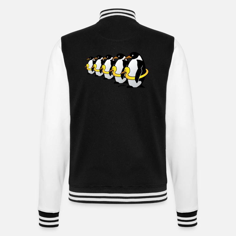 Pinguine mit Quietscheentchen - College-Sweatjacke - Schwarz/Weiß