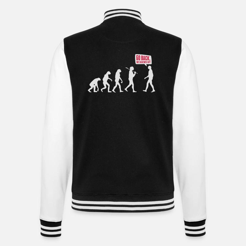 Go back we screwed up - Evolution Lustig Humor - College-Sweatjacke - Schwarz/Weiß