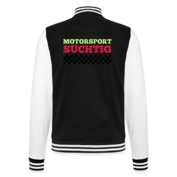 Motorsport Süchtig - College-Sweatjacke - Schwarz/Weiß - Hinten - Marisol (170cm)