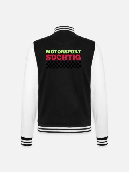 Motorsport Süchtig - College-Sweatjacke - Schwarz/Weiß