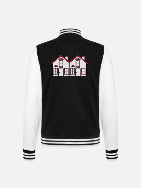 doppelhaus 2 häuser nachbarn nachbarschaft kleines - College-Sweatjacke - Schwarz/Weiß