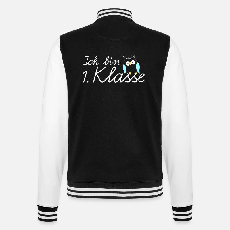 Einschulung Ich Bin 1. Klasse Eule - College-Sweatjacke - Schwarz/Weiß