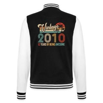 Vintage 2010 Anniversary 12 years to be Awesome - College Sweat Jacket - black/white - Back - Marisol (170cm)