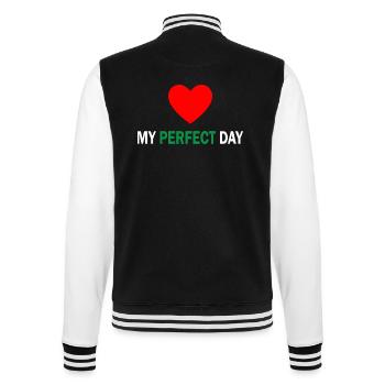 Bitcoin Trading Crypto Stocks - College Sweat Jacket - black/white - Back - Marisol (170cm)