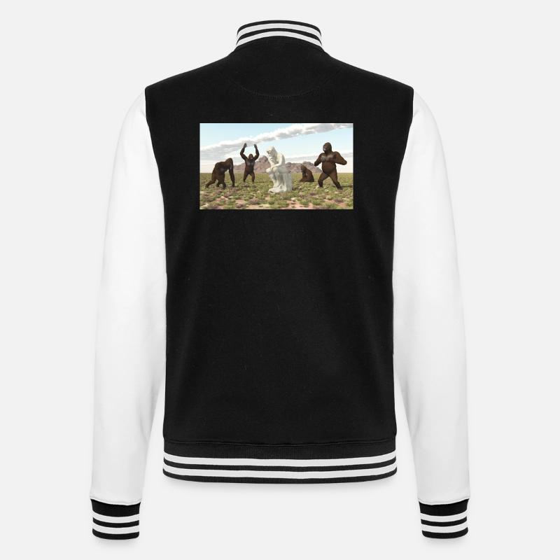 Gorillas with Thinker Sculpture - College Sweat Jacket - black/white