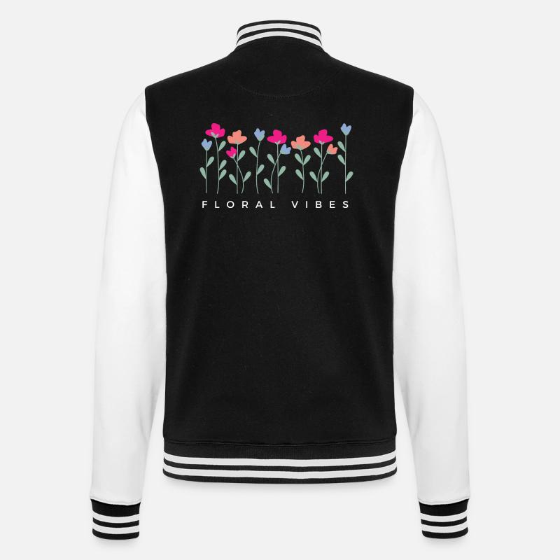 Blumige Vibes - Geschenkidee - College-Sweatjacke - Schwarz/Weiß