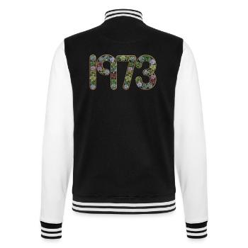 1973 50th Birthday vintage retro Born in 1973 - College Sweat Jacket - black/white - Back - Marisol (170cm)