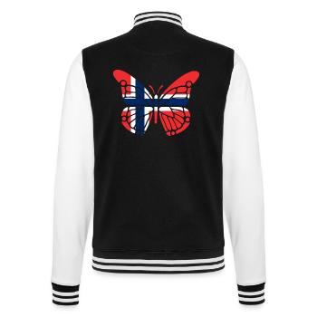 Butterfly with Norway flag - College Sweat Jacket - black/white - Back - Marisol (170cm)